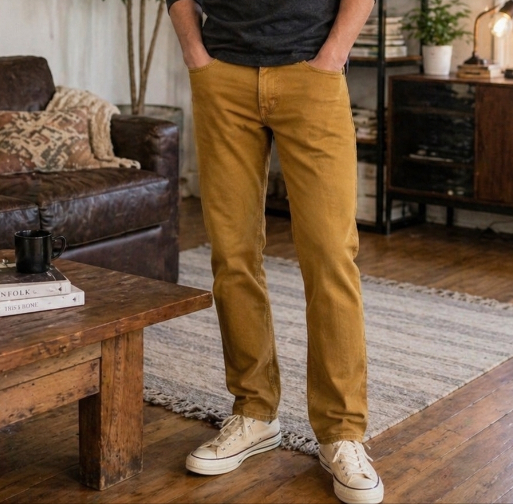 J.Crew Factory Men’s Size 30 Mustard Brown Jeans Straight Fit Cotton Pants